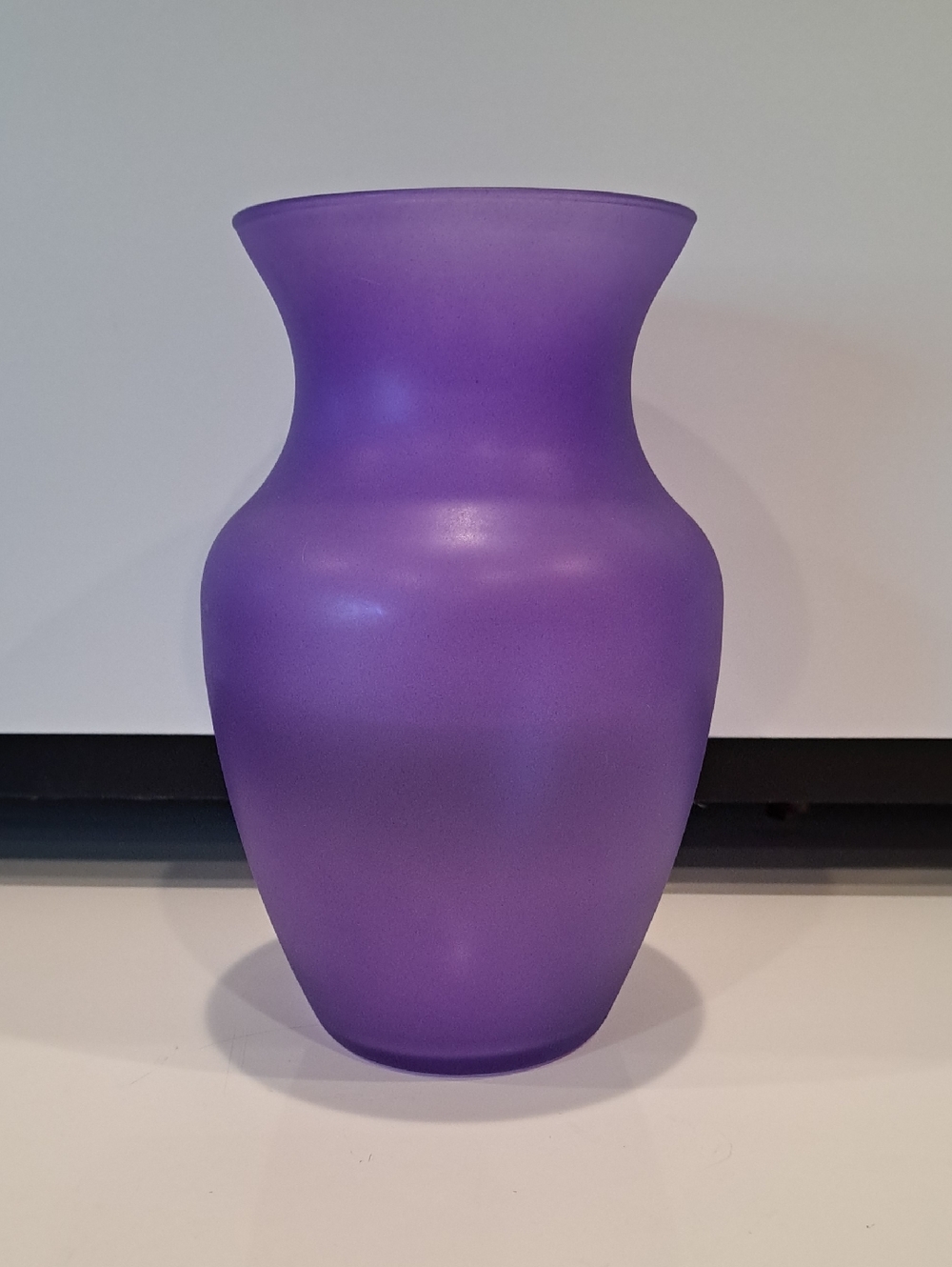 Vtg Matte Violet Glass Vase  EUC 7 1/2" X 4 1/2" W/4" opening.